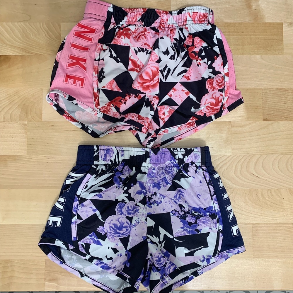 Two pair Nike toddler floral running shorts 3T